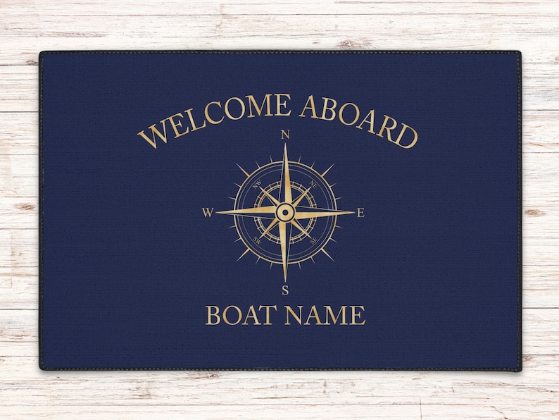 Boat Owner Heavy Duty Floor Mat, Custom Welcome Mat, Personalized Boat Welcome Mat, Boating Floor Mat, Boat Owners Door Mat, Boating Rug Blue