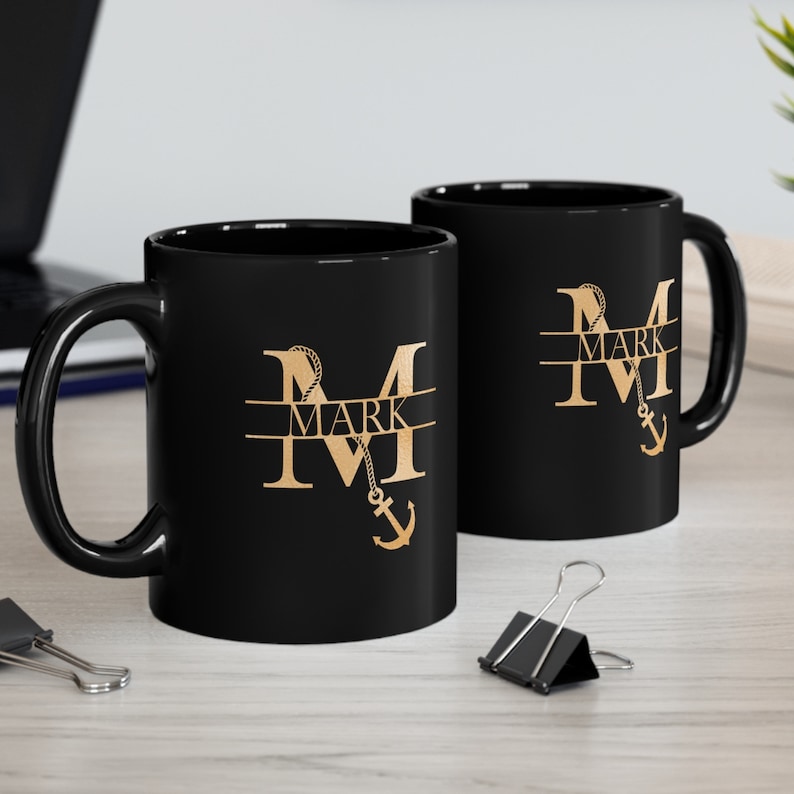 Personalized nautical mug, Nautical monogram mug, Boat owner gift, Boat coffee mugs, Sailing gift, Yacht gift, Nautical gift, Gift for him image 4