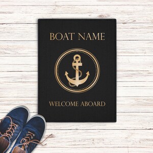 Welcome aboard boat mat, Boat Owner Heavy Duty Floor Mat, Custom Welcome Mat, Personalized Boat Welcome Mat, Boating Floor Mat, Portrait