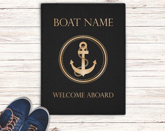 Welcome aboard boat mat, Boat Owner Heavy Duty Floor Mat, Custom Welcome Mat, Personalized Boat Welcome Mat, Boating Floor Mat, Portrait