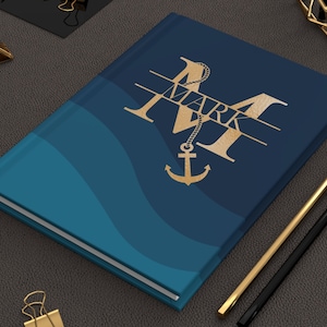 Nautical journal, Personalized monogram journal, Gift for sailors, Boating Gift, Sailing Notebook, Hard cover journal