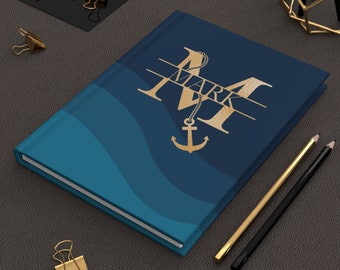 Nautical journal, Personalized monogram journal, Gift for sailors, Boating Gift, Sailing Notebook, Hard cover journal