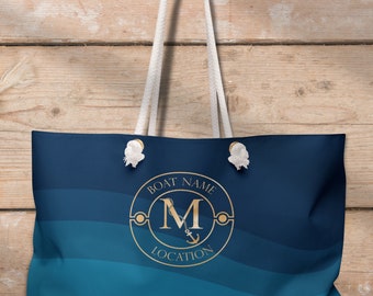 Boat Bag, Weekender Bag, Nautical tote bag for yacht / boat owners, Personalized weekender tote bag, Nautical gift