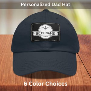 Boat Dad Hat, Personalized Boat Name Dad Hat with Nautical Anchor Design, Boat Owner Cap, Custom Baseball Cap for Sailors, Boat Gift