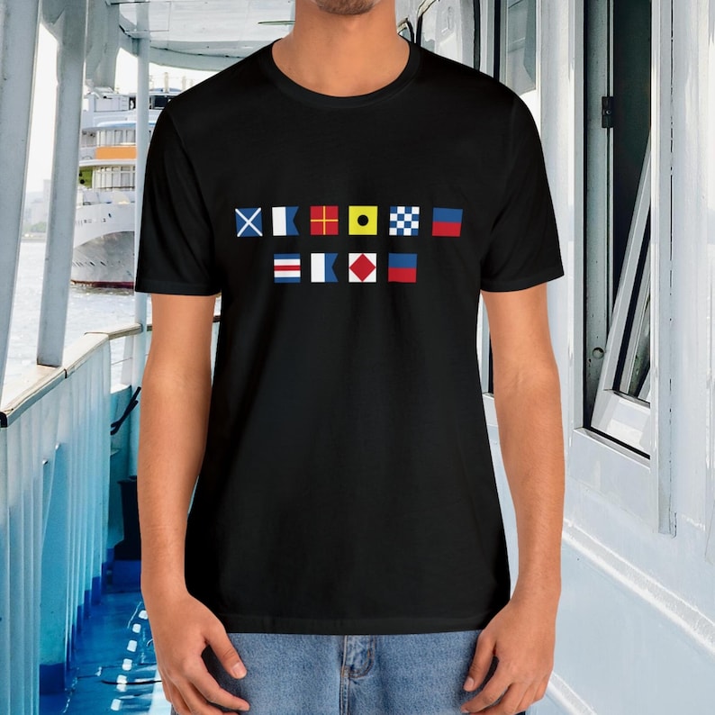 Personalized Nautical Flags T-shirt, Custom nautical flag shirt, Maritime Flag T-shirt, Custom captain shirt, Maritime Signal Flag Shirt image 1