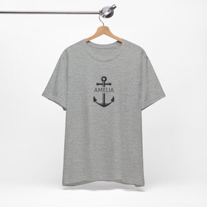 Personalized Nautical T-Shirt with Anchor Design, Custom Name with Nautical Anchor Shirt, Boat Name T-Shirt gift for boat owners and sailors image 3