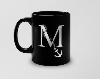 Personalized Mug, Nautical Mug, Boat Owner Gift, Nautical Anchor Mug, Monogram Mug, Personal Mug, Captain Mug, Nautical Gift, Gift for him