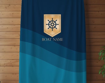 Personalized Nautical Blanket, Ship Wheel Blanket, Boat Blanket, Boat Bedding, Boat Owner Gift, Nautical Gift