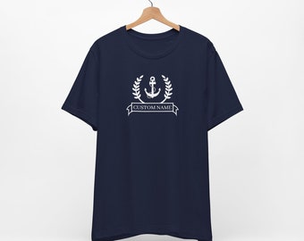 Personalized Nautical T-Shirt with an Anchor Design, Perfect for sailors, boat enthusiasts, ship officers, boat dad, nautical lovers