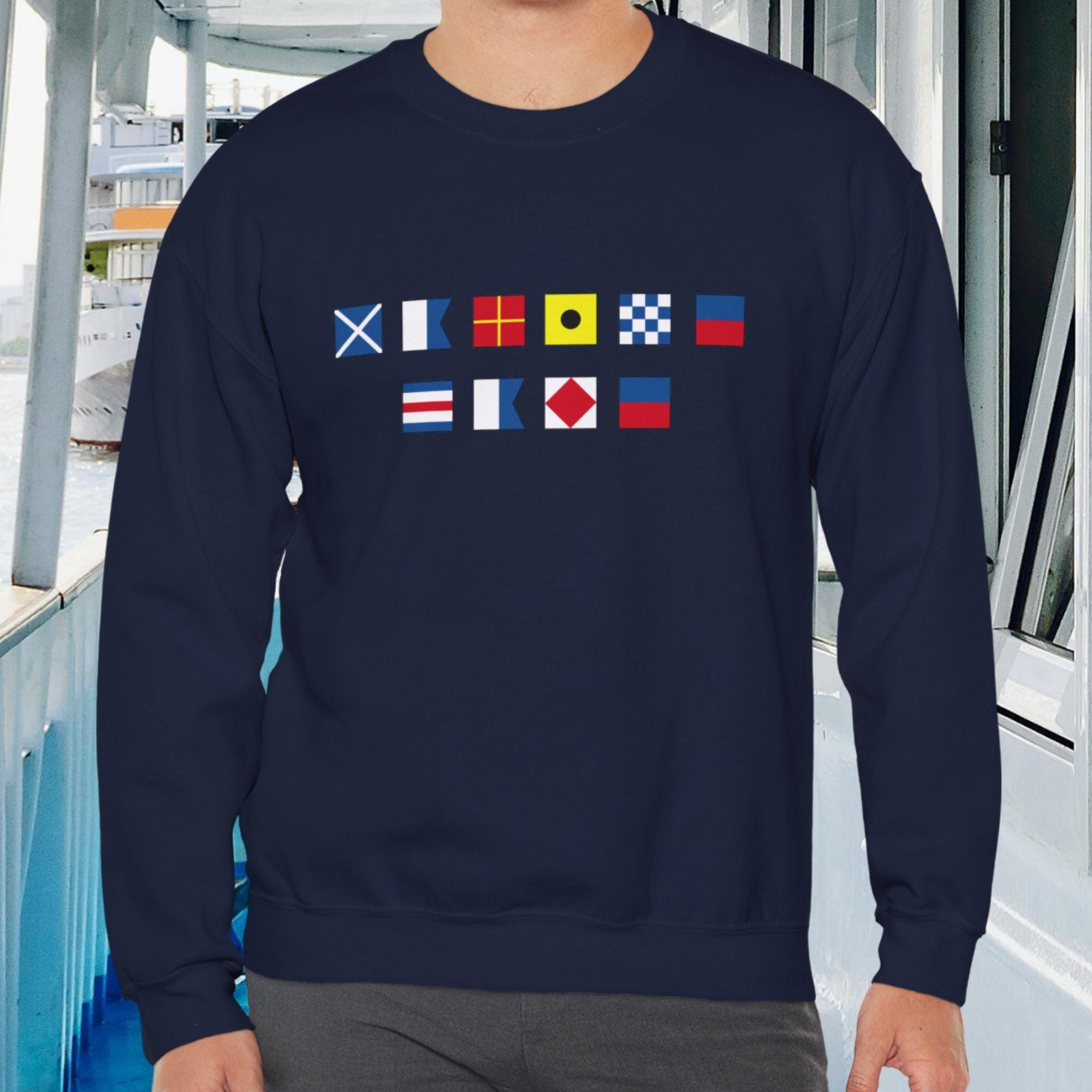 Personalized Nautical Flags Sweatshirt, Custom Gift for Sailors, Boat Owners and Nautical Lovers, Nautical Sweatshirt, Maritime Signals