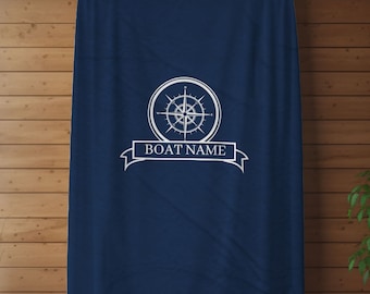 Personalized Luxury Plush Blanket, Custom Compass Boat Throw Blanket, Custom Boat Bedding, Gift for Boat Owners, 3 Sizes available