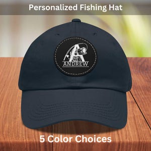 Gorra de pescador personalizada para papá, gorra de béisbol con monograma de pesca, gorra de papá con letras personalizadas y pez, gorra de papá como regalo para pescador, regalo para papá