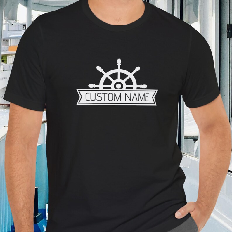 Personalized Nautical T-Shirt with a Ship Wheel Design, Perfect for boat owners, boat dads, nautical lovers, sailors, sailing gift image 9