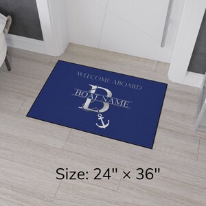 Welcome Aboard Boat Mat, Boat Owner Heavy Duty Floor Mat, Boating Mat, Personalized Boat Welcome Mat, Monogram Boat Name Outdoor Mat image 8