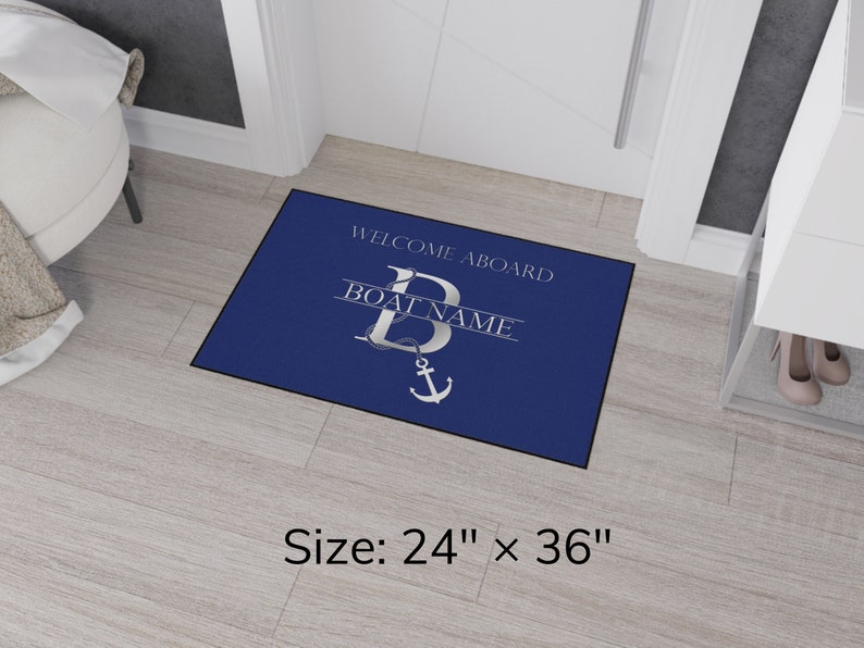 Welcome Aboard Boat Mat, Boat Owner Heavy Duty Floor Mat, Boating Mat, Personalized Boat Welcome Mat, Monogram Boat Name Outdoor Mat image 8