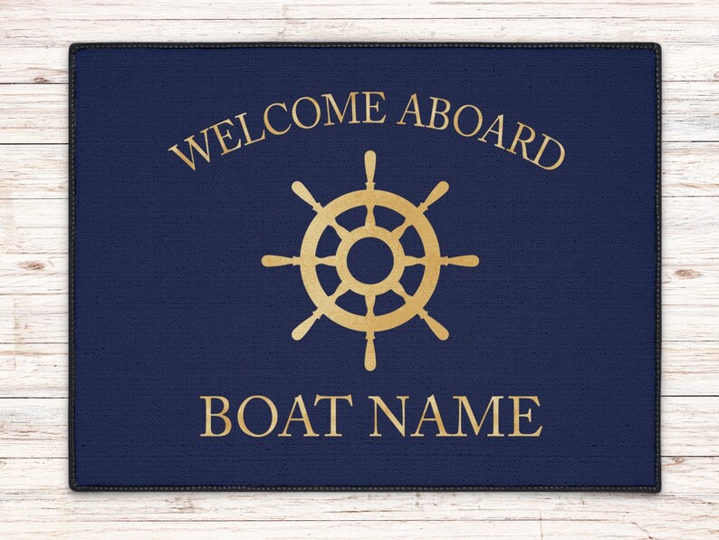 Boat Owner Heavy Duty Floor Mat, Boat Welcome Mat, Boating Floor Mat, Boat Owners Door Mat, Ship Wheel image 4