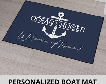 Welcome Aboard Mat for Boat or Yacht, Personalized Heavy Duty Boat Mat, Boat Owner Gift, Sailing Gift, Outdoor Mat, Boat Welcome Mat