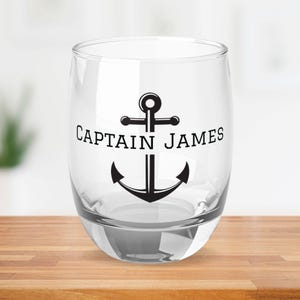 Personalized Anchor Whiskey Glass, Nautical Anchor Glass, Custom Boat Name Whiskey Glass, Nautical Wedding Giveaways, Groomsmen Gift