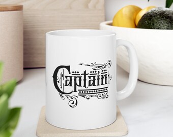 Taza de cerámica de capitán 11oz, 15 oz, taza de capitán de barco, taza de capitán náutico, regalo de capitán de barco, taza de capitán marítimo, regalo de propietario de barco, marinero