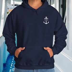 Personalized Anchor Hoodie, Nautical Hooded Sweatshirt, Custom Anchor Hoodie, Captain Sweatshirt, Boating Hoodie, Sailing Gift, Sailor Gift