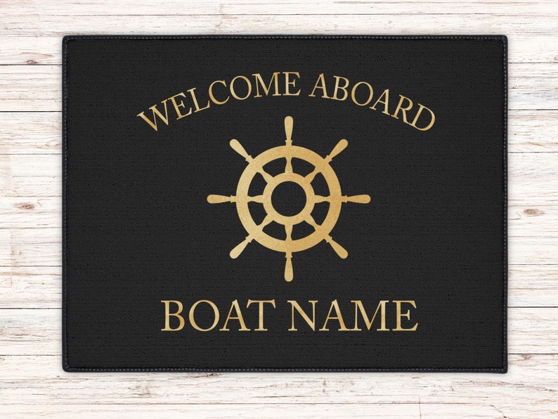 Boat Owner Heavy Duty Floor Mat, Boat Welcome Mat, Boating Floor Mat, Boat Owners Door Mat, Ship Wheel image 2