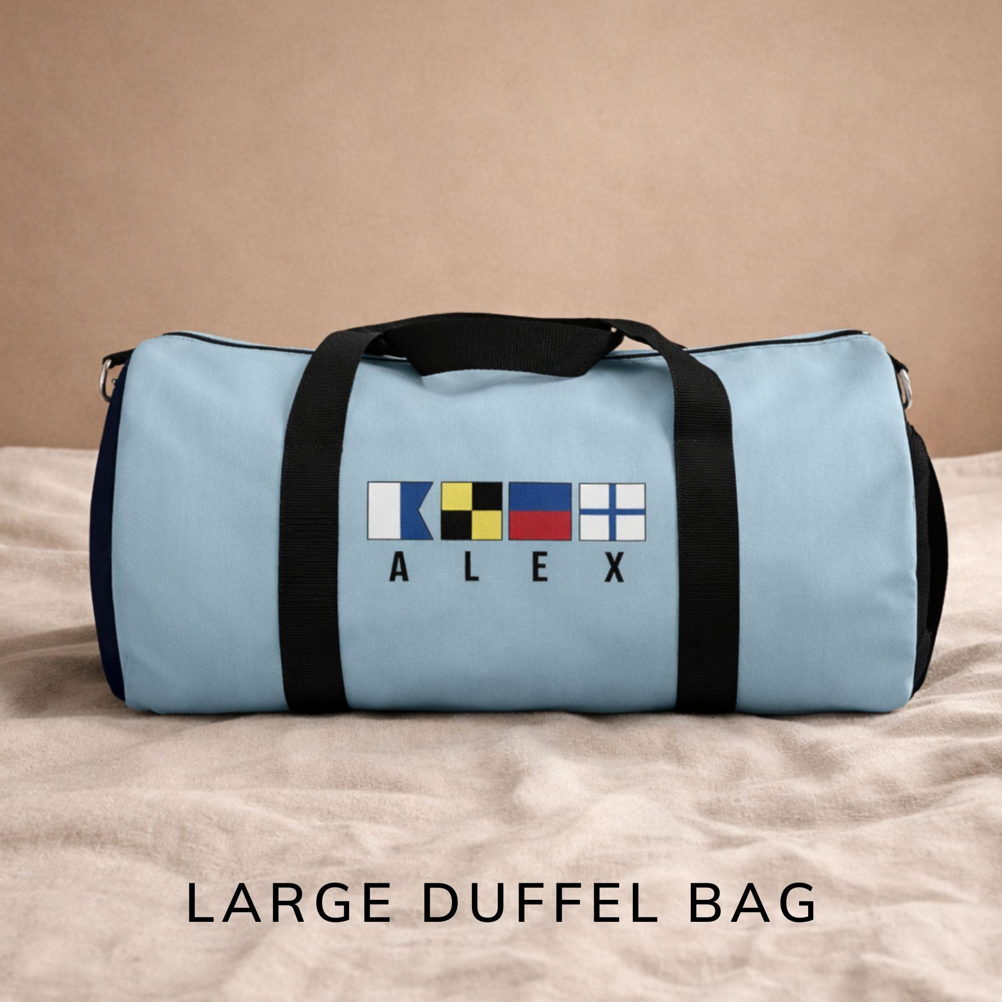 Personalized Nautical Duffel Bag, Nautical Flags Sports Bag, Custom Sports and Gym Bag with Name, Travel and Weekend Bag