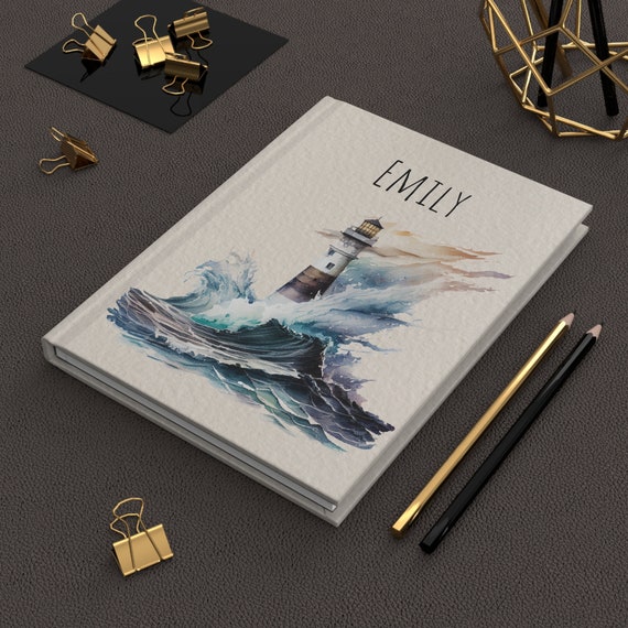 Lighthouse Journal, Personalized Journal, Custom Name Journal, Nautical notebook, Personal Diary, Nautical Gift , Travel Journal