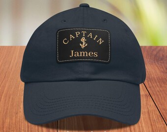 Captain Hat, Personalized Nautical Dad Hat with a Gold Anchor, Perfect for Sailors, Boat Owners, Yacht Owners and Sailing Enthusiasts