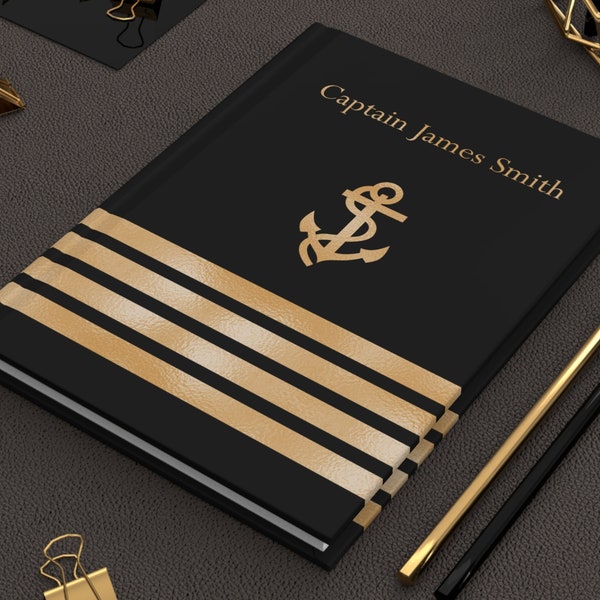 Ship Captain Journal, Hardcover Journal Matte, Customizable Nautical Journal, Personalized Notebook, Captain Insignia, Captain Epaulette