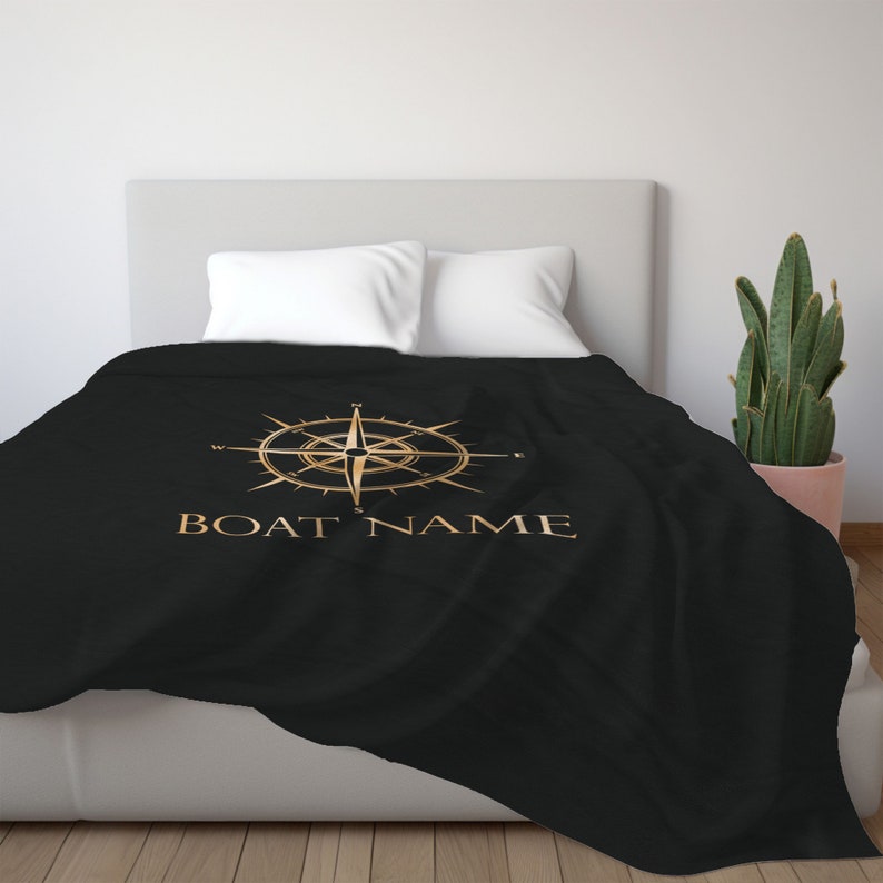 Personalized Luxury Plush Blanket, Custom Compass Boat Throw Blanket, Custom Boat Bedding, Gift for Boat Owners, 3 Sizes available image 4