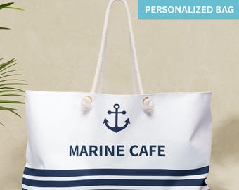 Bolsa de ancla náutica personalizada, nombre de barco personalizado, regalo de capitán, bolsa de navegación, bolsa de fin de semana para yate, regalo de navegación, bolsa de viaje para la playa