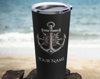 Personalized Nautical Tumbler 20oz, Nautical gift, Anchor tumbler, Quality stainless steel tumbler, Tumbler for men, Gift for him