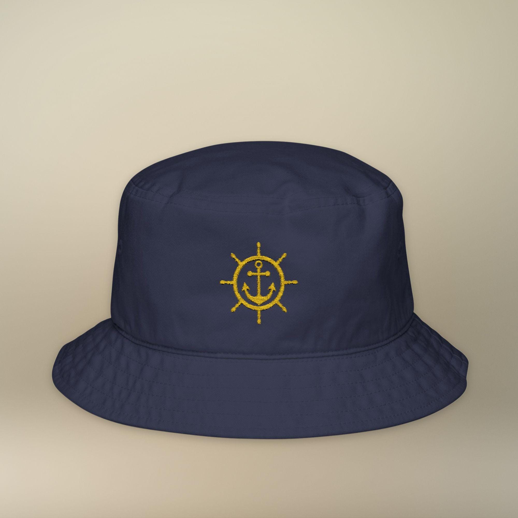 Navigating Hat Embroidered Anchor Ship Wheel Bucket Hat, Nautical Hat for Sailing ...