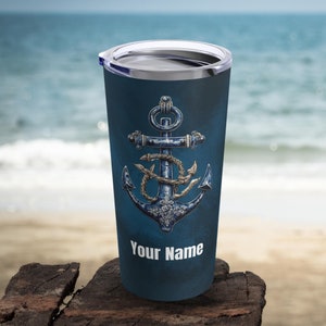 Personalized Nautical Tumbler 20oz, Nautical gift, Nautical Anchor tumbler, Quality stainless steel tumbler, Tumbler for men, Gift for him