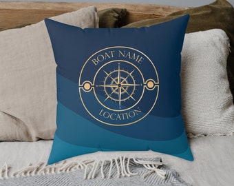 Custom Boat Name Pillow, Nautical Interior Pillow, Boat Cushion, New Boat Gift for Yacht Owners