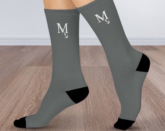 Personalized Socks with a nautical anchor monogram for men and women, Cushioned Crew Socks, Perfect gift for sailors, boat owners, sailing