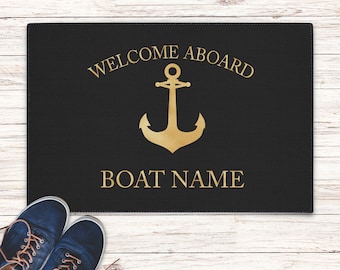 Boat Owner Heavy Duty Floor Mat, Boat Welcome Mat, Boating Floor Mat, Boat Owners Door Mat, Anchor Welcome Aboard Mat