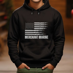 Merchant Marine hoodie, Merchant Mariner hooded sweatshirt, American Flag sweatshirt, Merchant Marines gift image 4