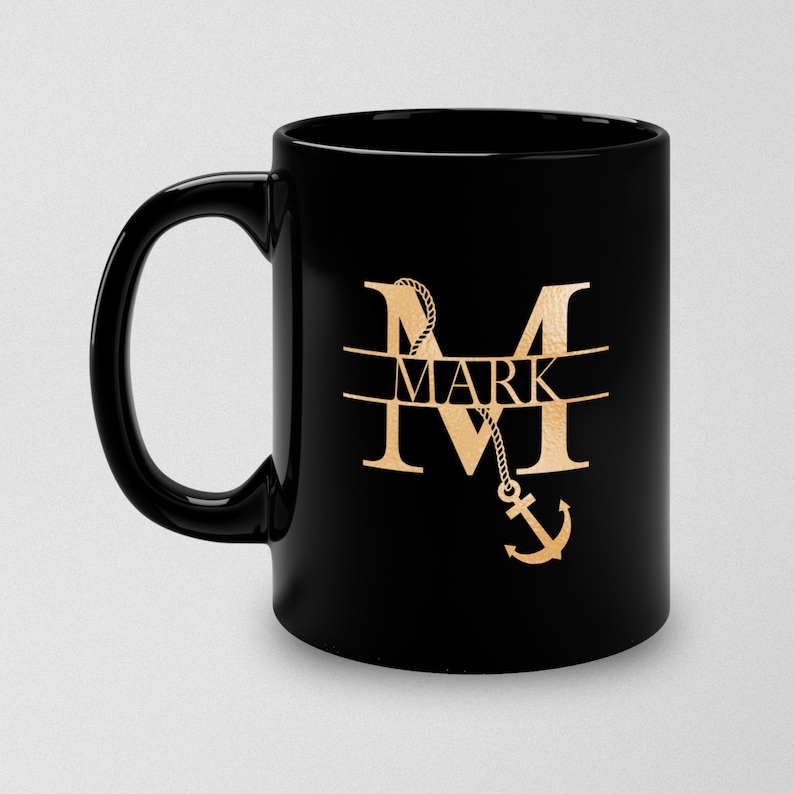 Personalized nautical mug, Nautical monogram mug, Boat owner gift, Boat coffee mugs, Sailing gift, Yacht gift, Nautical gift, Gift for him image 3