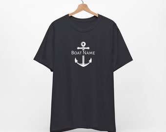 Personalized Nautical T-Shirt with Anchor Design, Custom Name with Nautical Anchor Shirt, Boat Name T-Shirt gift for boat owners and sailors