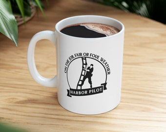 Harbor Pilot Ceramic Mug, Maritime Pilot Mug, Ship Pilot Mug, Nautical Pilot Mug, Gift for Ship Pilot, Nautical Gift