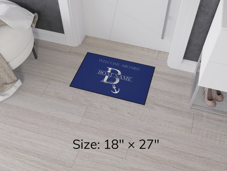 Welcome Aboard Boat Mat, Boat Owner Heavy Duty Floor Mat, Boating Mat, Personalized Boat Welcome Mat, Monogram Boat Name Outdoor Mat image 7