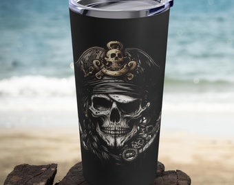 Piratenbecher 20 Unzen, nautisches Geschenk, nautischer Becher, hochwertiger Edelstahlbecher, Geschenk für ihn, Piratenreisebecher