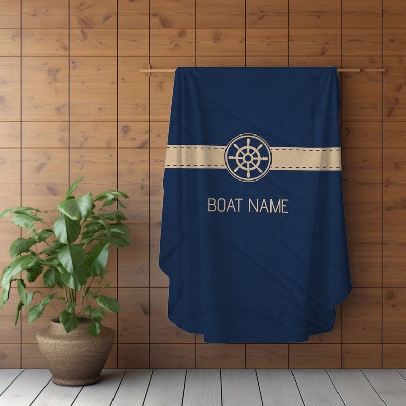 Personalized VelveteenPlush Blanket, Custom Ship Wheel Boat Throw Blanket, Custom Boat Bedding, Gift for Boat Owners, 3 Sizes and 5 colors image 9