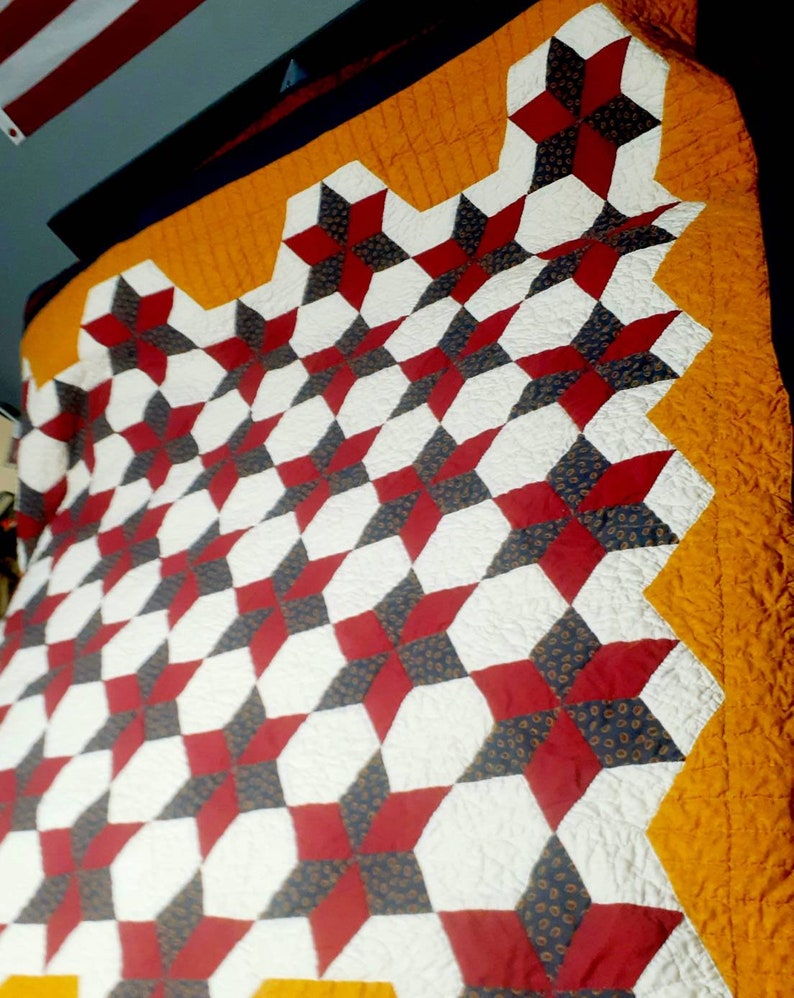 Handpieced, Handquilted Star Quilt Full Coverlet Size 73 X 73 Inches Etsy