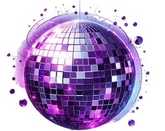Disco Ball PNG, Purple Disco Ball, Party png, Transparent Background, Instant Download