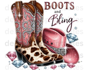 Line Dance png, Boots and Bling png, Line Dancer Design png, Western Design, Country Girl, Line Dance Lover Designs, Cowgirl Boots Clipart
