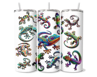 Gecko Tumbler Wrap PNG, 20oz Straight Skinny Tumbler, Gecko Lover, Reptile Tumbler Wrap, Gecko Mom Gift Idea, Gecko Lover Gift