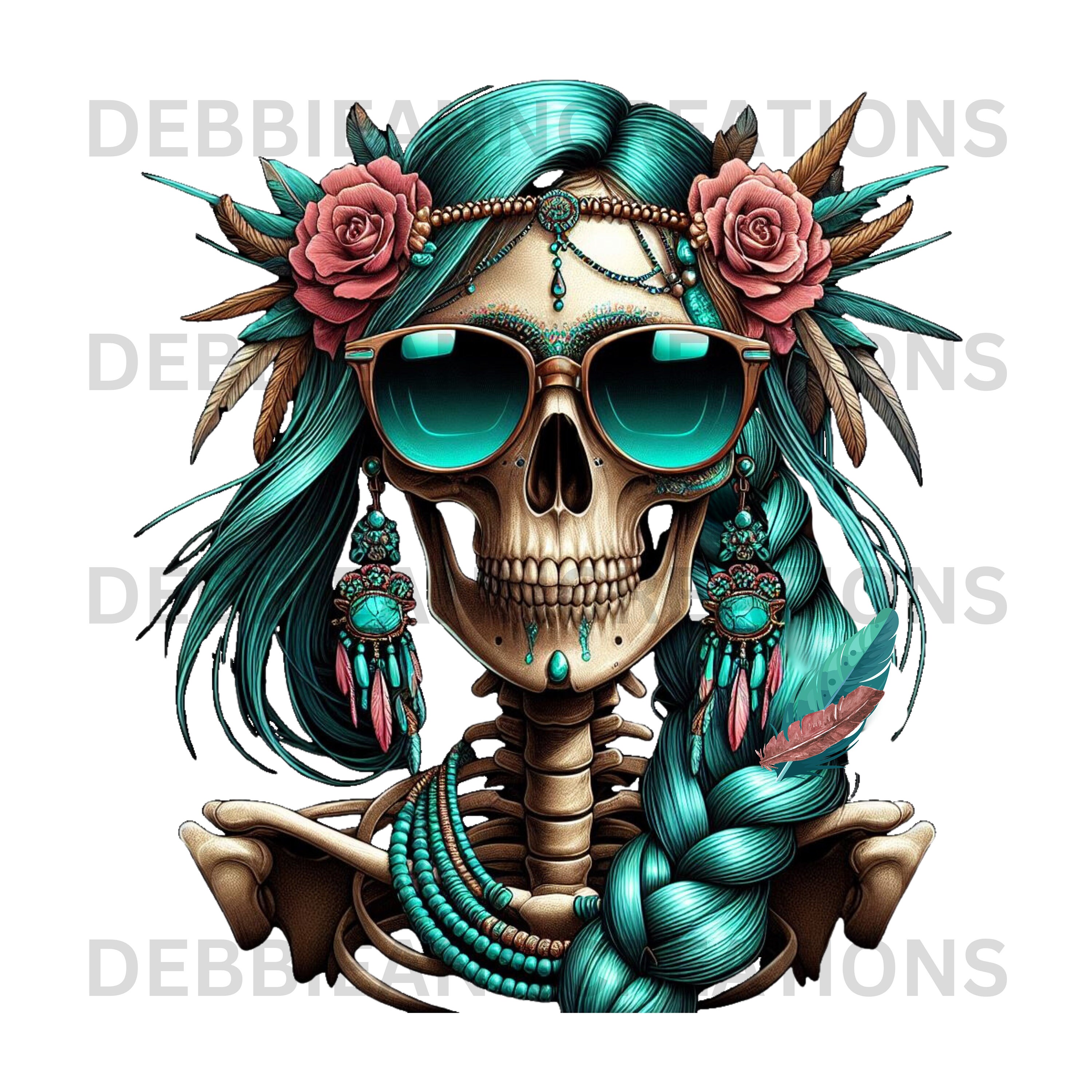 Skeleton Turqoise Turquoise Skeleton Girls Bundle Png Files, Western Png, Turquoise Lover ...