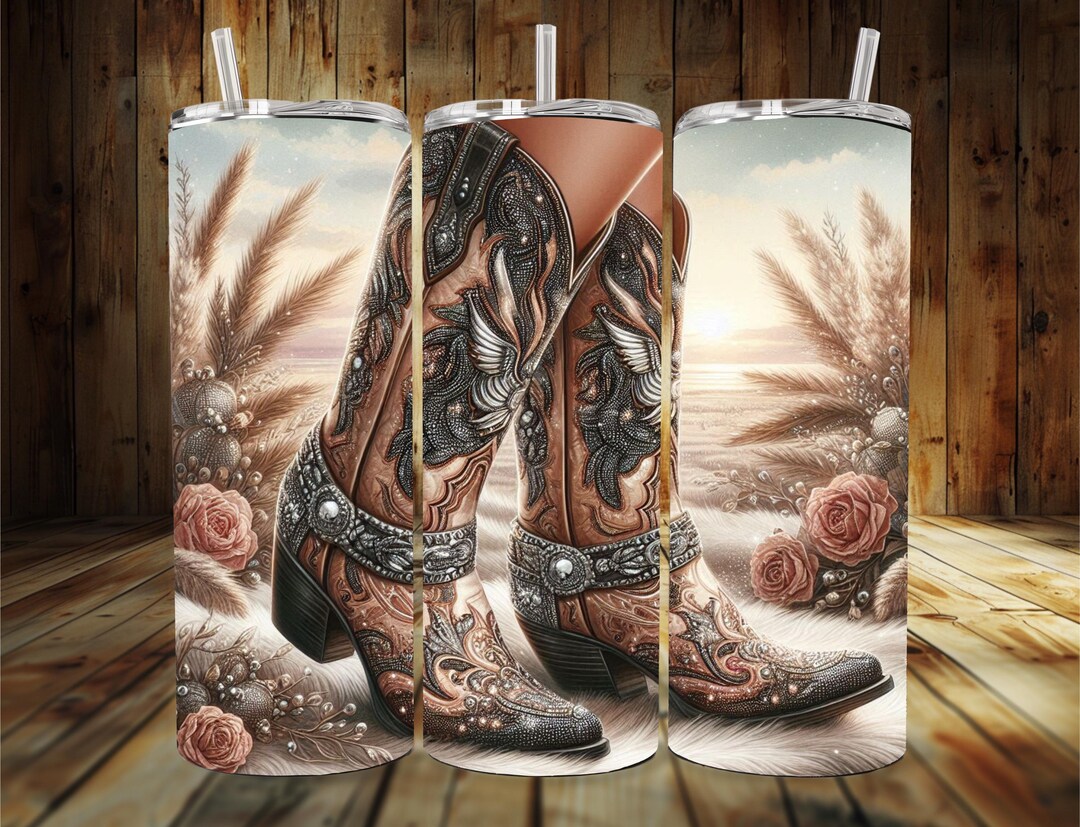 Cowboy Boots Skinny Tumbler Wrap 20 Oz, Straight Wrap, Sublimation ...